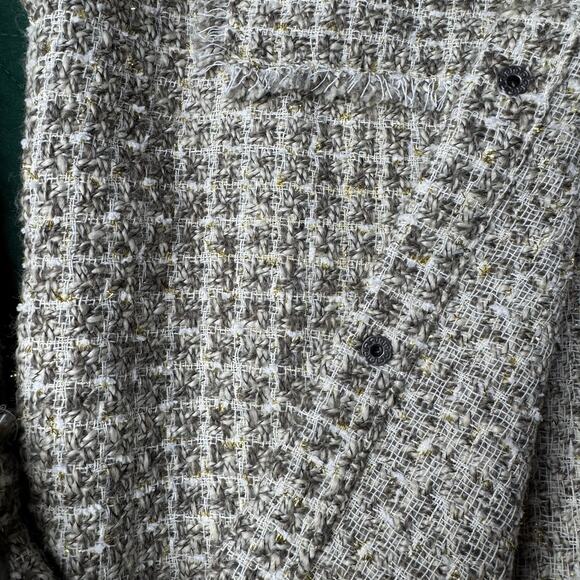 Forever 21 Metallic Bouclé Frayed Shirt Y2K Button-Up – Size M - Picture 8 of 13